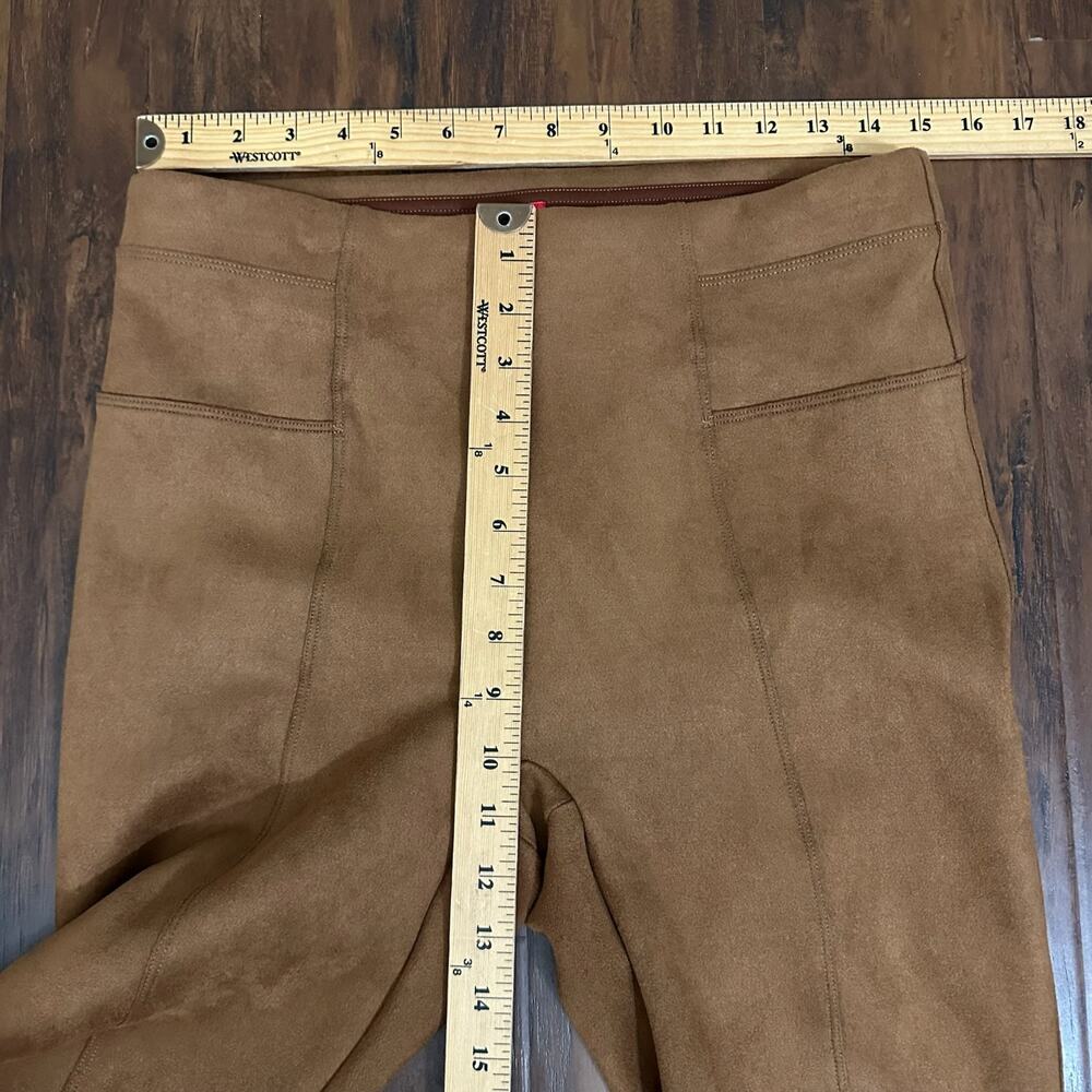 SPANX Leggings Cognac Brown Faux Suede High Rise Shapewear Pants - Picture 14 of 16